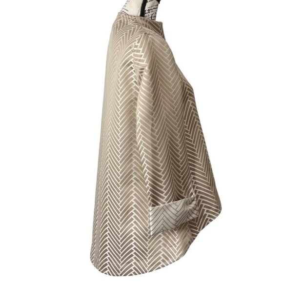 IC By Connie K Womens Size S Jacket Tan White Chevron Blazer Unique Button NEW - Picture 2 of 8